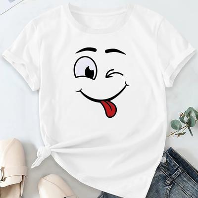 Camiseta de Verão Feminina Estampas Divertidas Print Moda Retrô Manga Curta Camisetas Casuais Tops Estampados