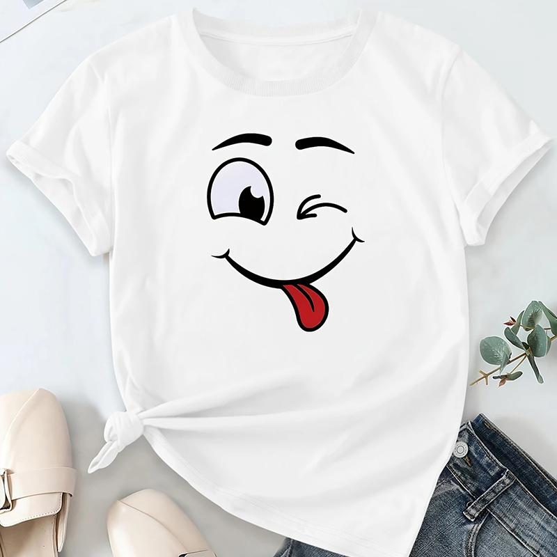 

Women Summer T Shirt Fun Patterns Print Retro Fashion Short Sleeve Tees Casual Printed Tops XS зелений