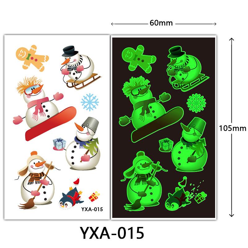 Christmas Luminous Tattoo Sticker Glowing Waterproof Sweat Cute Cartoon Holiday Party Temporary Sticker