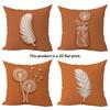 1/4pcs Orange Cushion Covers with Floral & Feather Prints Sofa bed cushion cover home bedroom decoration, 2D flat printing
