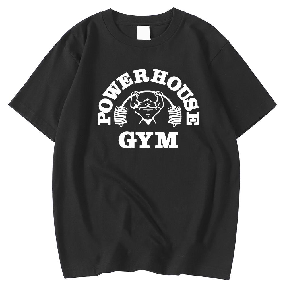 Powerhouse Gym Print Cotton T-shirt Men Women Sportswear Oversized Tshirt Short Sleeve Tee Summer Fitness T Shirts Clothes Tops