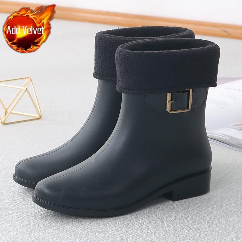 Waterproof Mid-Calf Rain Boots for Women Luxury Boots Warm & Durable Adult Female Waterproof Footwear with Anti-Slip Sole