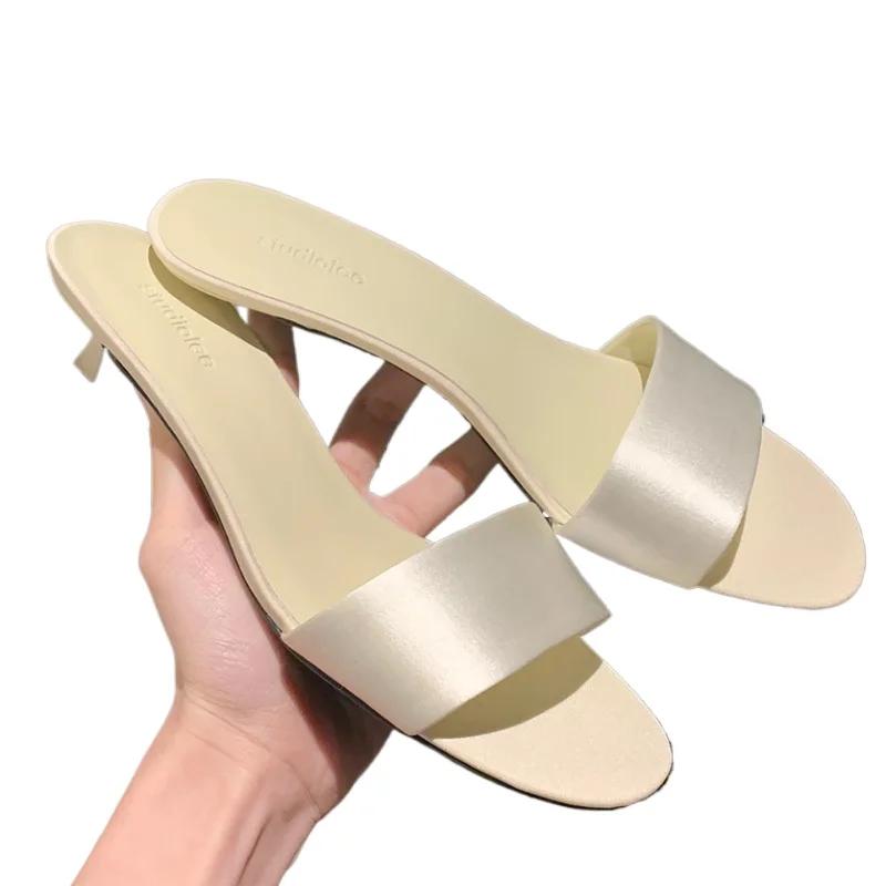 Damenschuhe im Angebot Mode Sommer Damen Hausschuhe Outdoor Solide Offene Zehenpartie Mittlerer Absatz Kleid Pendeln Büro Arbeits Hausschuhe