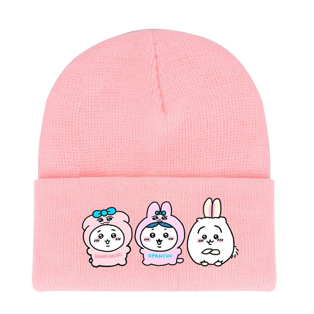 Usagi Chiikawa Round Top Dopamine Print Knit Hat For Animation Enthusiasts