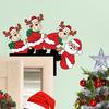 Holiday Door Frame Ornament Christmas Wooden Corner Decor with Snowman/Elk Designs, Seasonal Sticker Ornament, Decorative Topper for Home Decoration