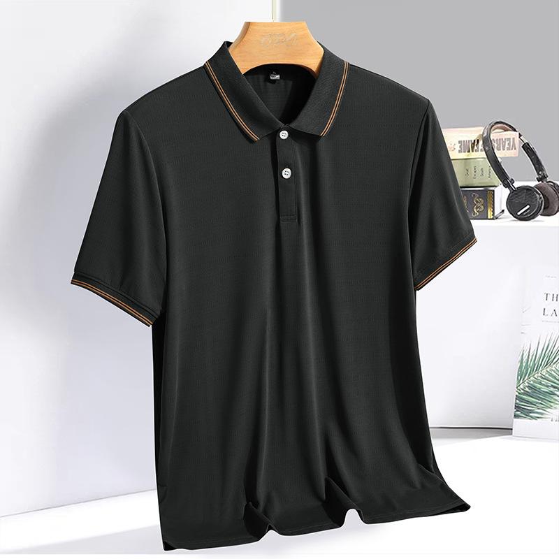 Men's Quick Drying Lapel Sports Short Sleeved T-shirt for Summer, Loose and Stretchy, Simple Men's Polo Shirt