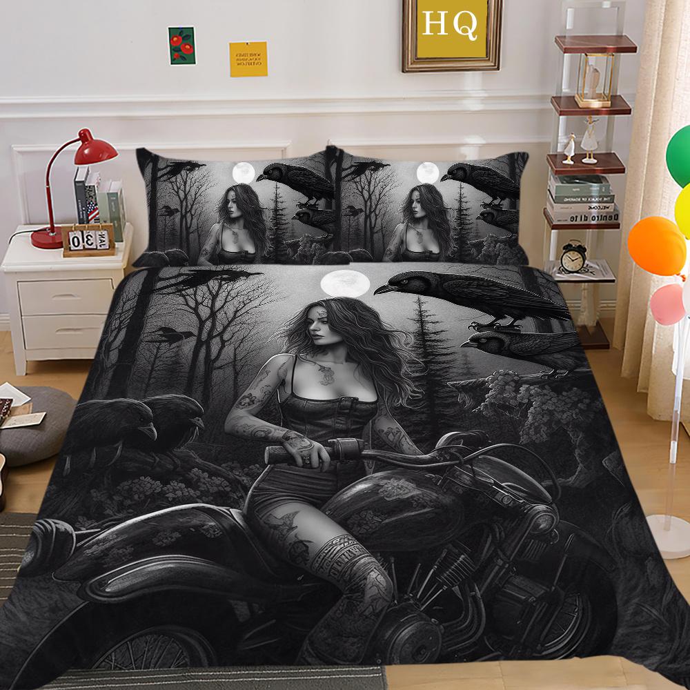 Beauty Skull Printed Comforter Cover Set Twin Size Polyester Bedspreads Man Fashion Design Duvet Cover Set