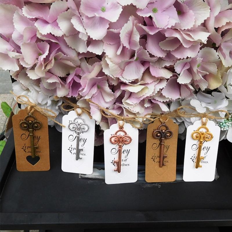20pcs Skeleton Key Bottle Opener with Card Tag Bridal Shower Party-Favor Souvenir-Gift for Guests Wedding Party Decor
