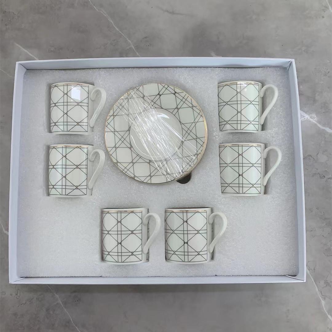 D Brand Bone China Afternoon Tea Set: 6 Luxury Lily of the Valley Cups & Saucers