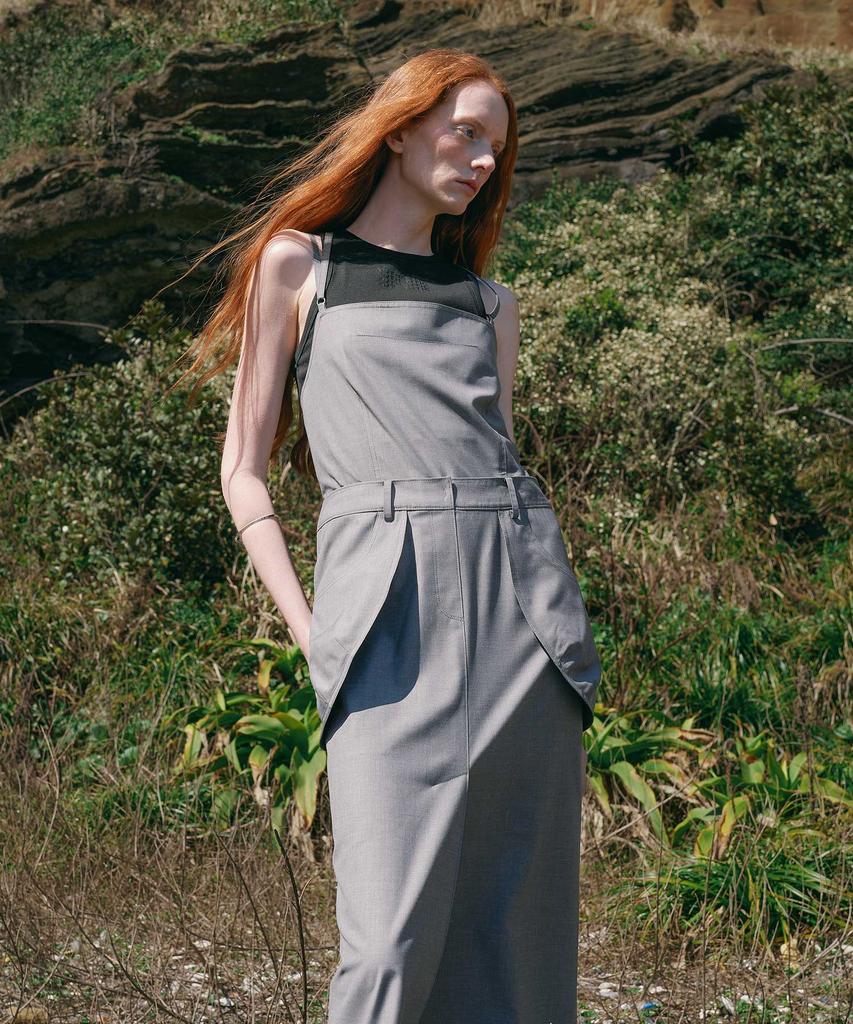 Yusentig Suspender Pocket Dress Melange Grey Aw4Mo4701F
