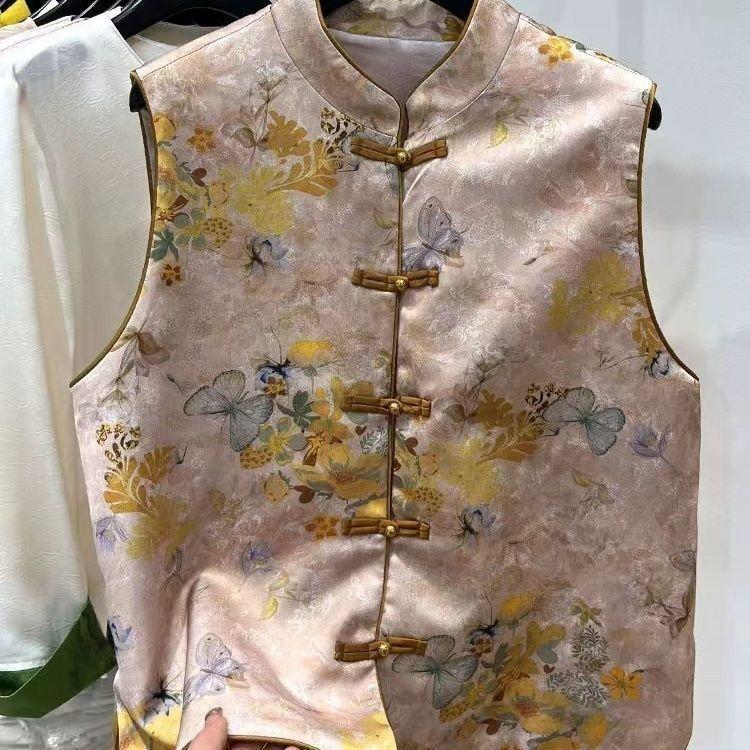 

Весенний жилет 2025 весенне-осенний элегантный темпераментный жаккардовый ретро-жилет со стойкой 3XL (recommended 138-75kg)