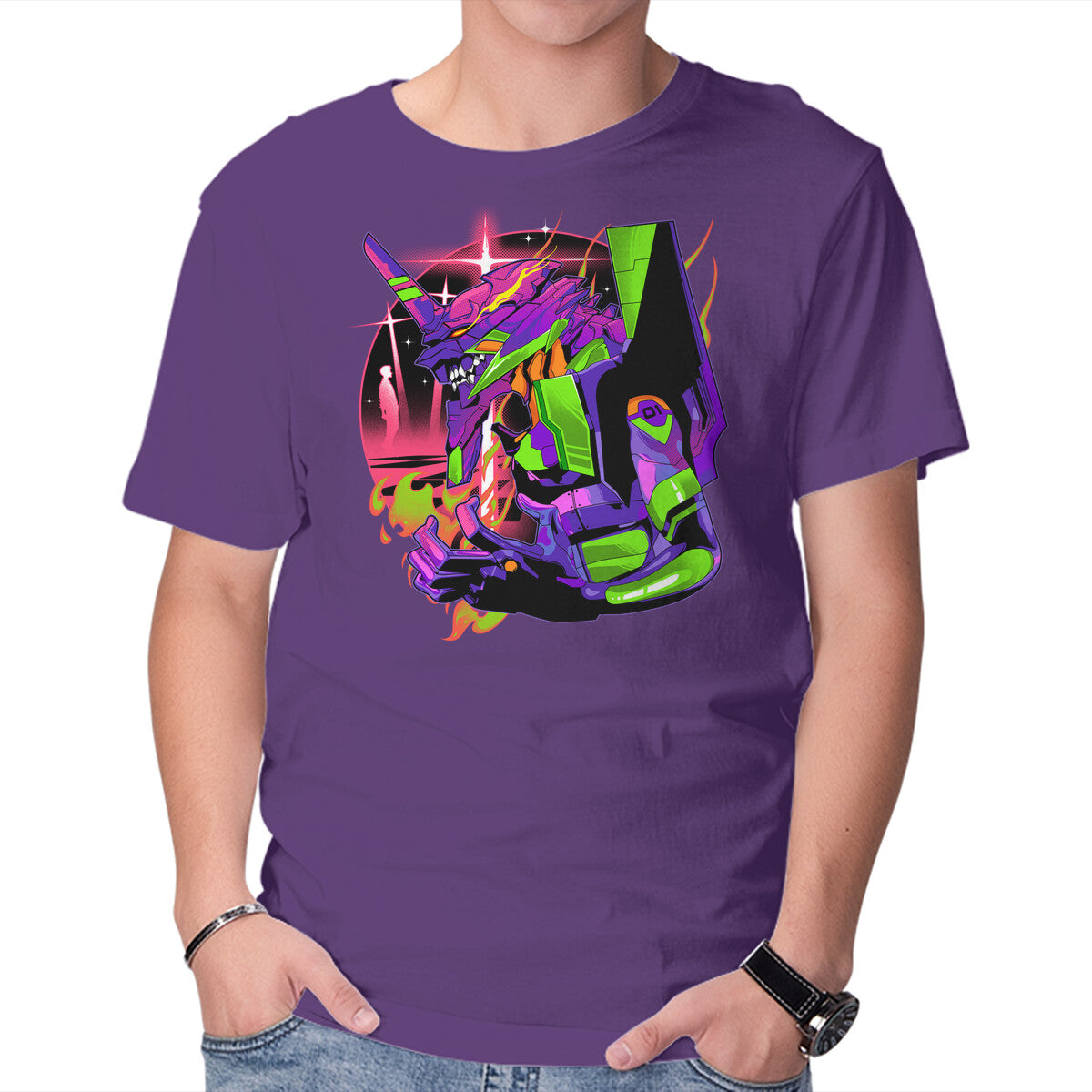 Unisex Crew Neck T-Shirt Evangelion Soul Graphic Short Sleeve Casual Tee S