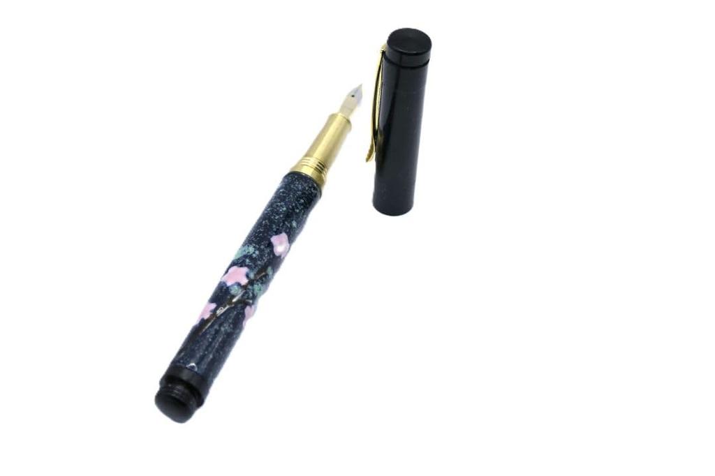 Kiyoteru Craft Porcelain Fountain Pen, Cherry Blossom Pattern, Blue Star, CLJ_TFP_256