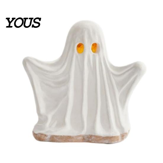 Warm Light Desktop Accents Ghost Ornament with Light, Cute Spooky Luminous Figurine, Creative Halloween Room Resin Night for Tabletop And Window