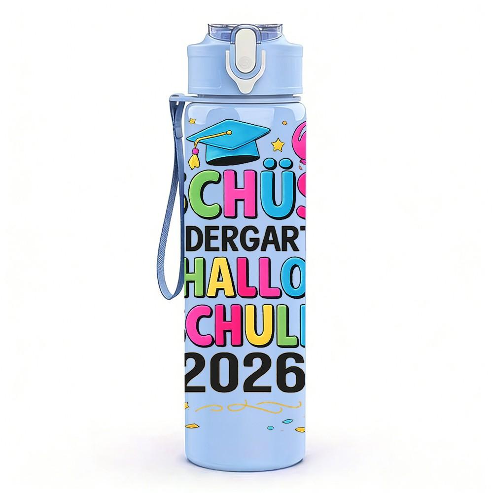 1PC Teachers Kindergarten 2026 Print 750ml Color Plastic Sports Water Bottle Leakproof Flip Straw Lid Suitable for Sports Office Home Use