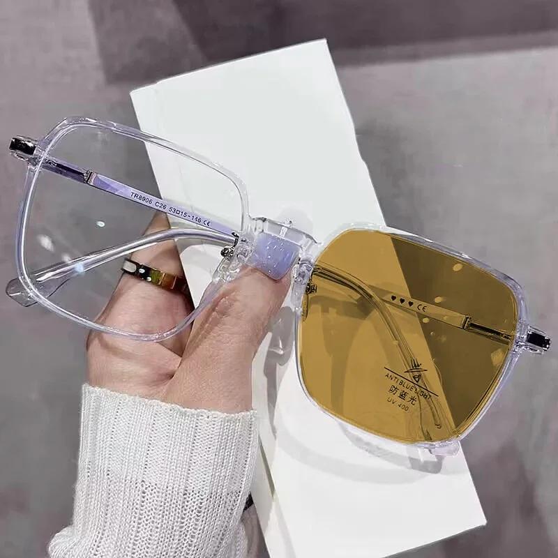 Square Photochromic Myopia Glasses Women Fashion Oversized Nearsighted Eyeglasses Finished Optical Short Sight Eyewear Diopter Quality