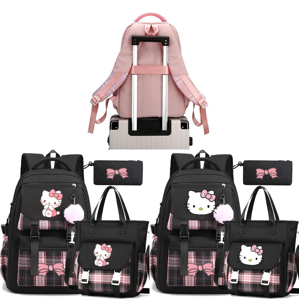 Set Zaino Scolastico Hello Kitty In Materiale Di Nylon Per La Scuola E L'Uso Degli Adolescenti