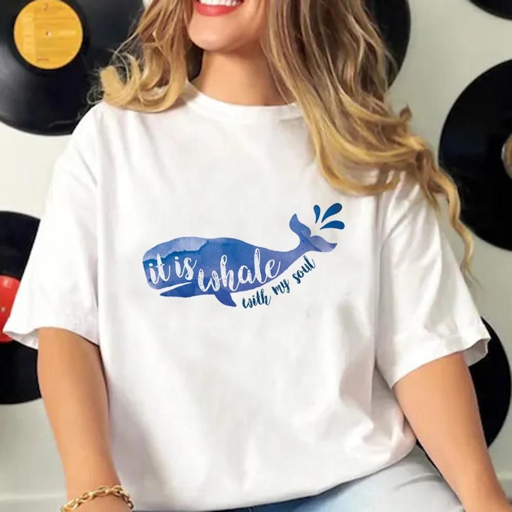 Whale Tshirts Women Summer Streetwear Y2K Tee feUnisex Comic Unisexga Clothing