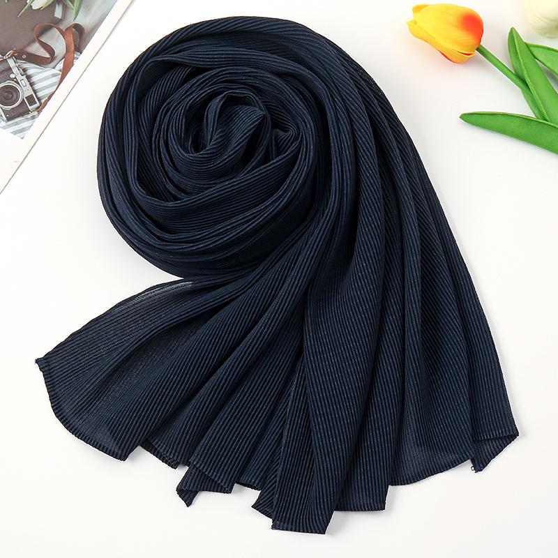 Newest Pleated Bubble Chiffon Instant Hijabs Plain Crinkle Shawls Scarf Lady High Quality Soft Thick Muslim Wraps 180*85Cm