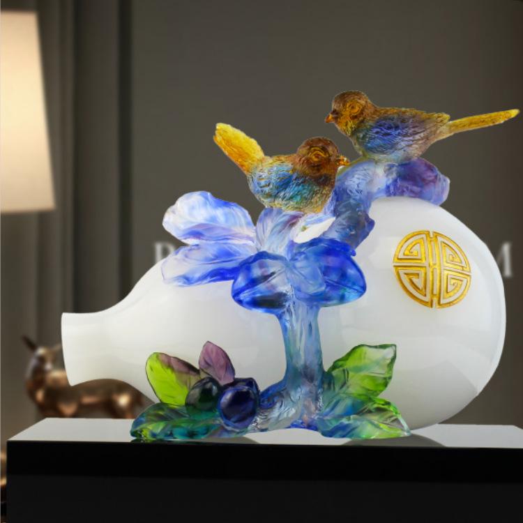 Fengming Ancient Glazed Jade Gourd Ornament: Home Decoration for Wealth, Prosperity, Longevity, and Joy - Perfect Housewarming or Birthday Gift