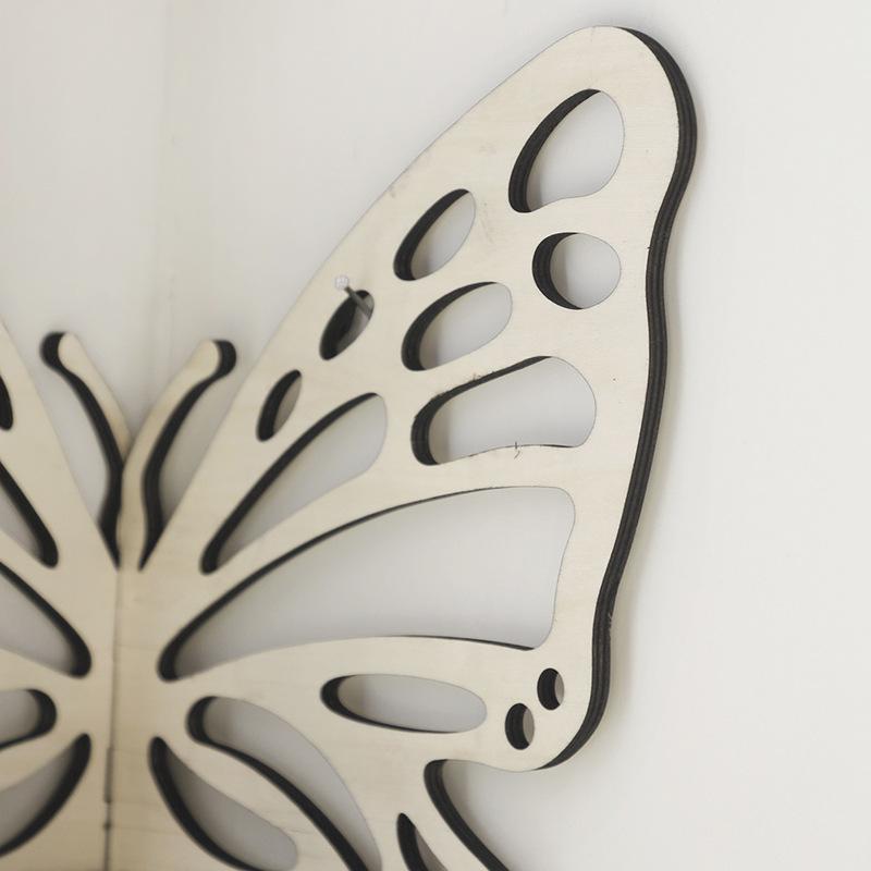 Wooden Craft Butterfly Hollow Crystal Storage Shelf Simple Home Wall Ornament Decoration