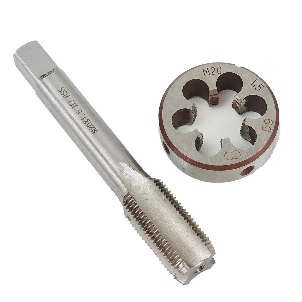 HSS M20x1.5mm Tap  M20 X 1.5mm Die Metric Thread Right Hand High Speed Steel Machine Screw Tap Drill Bit Round Die