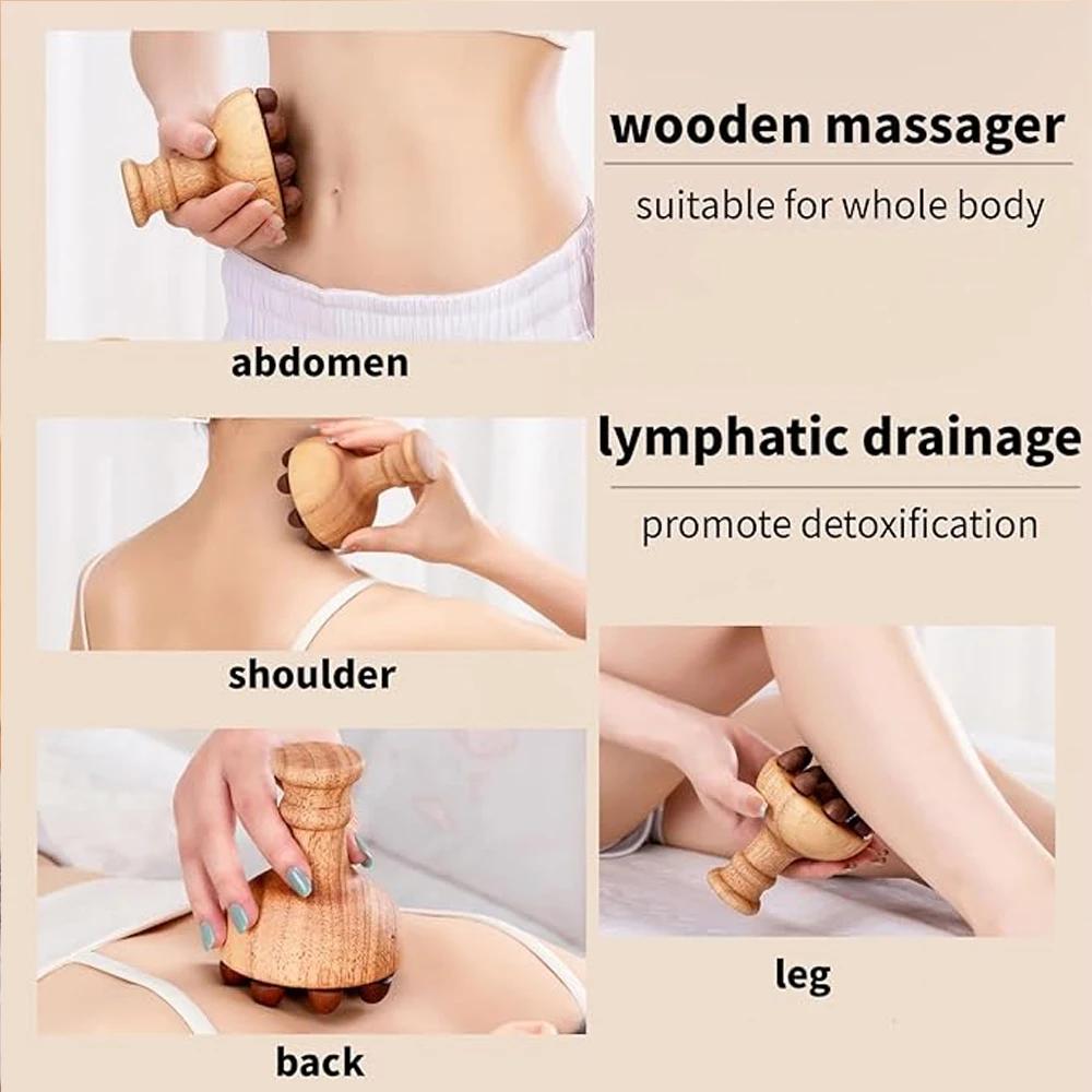 Wood Therapy Fascia Release Massage Tools Trigger Point Lymphatic Drainage Cellulite Massage Brush Gua Sha Body Sculpting Tool
