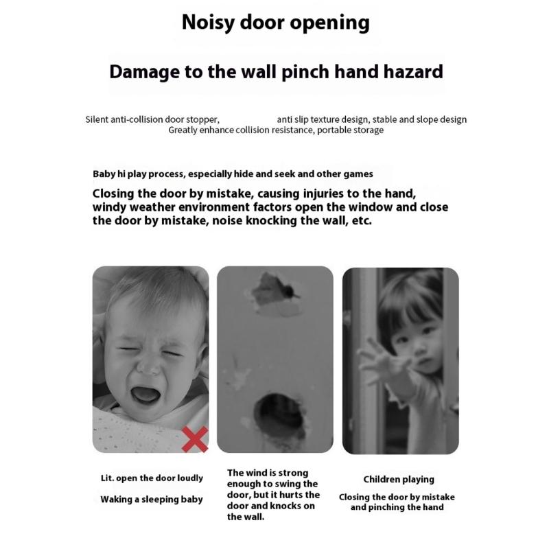 Space Saving Door Stoppers Windproof Silicone Door Wedge for Sliding Glass Door  Patioes Door  balconies  Entryways Security