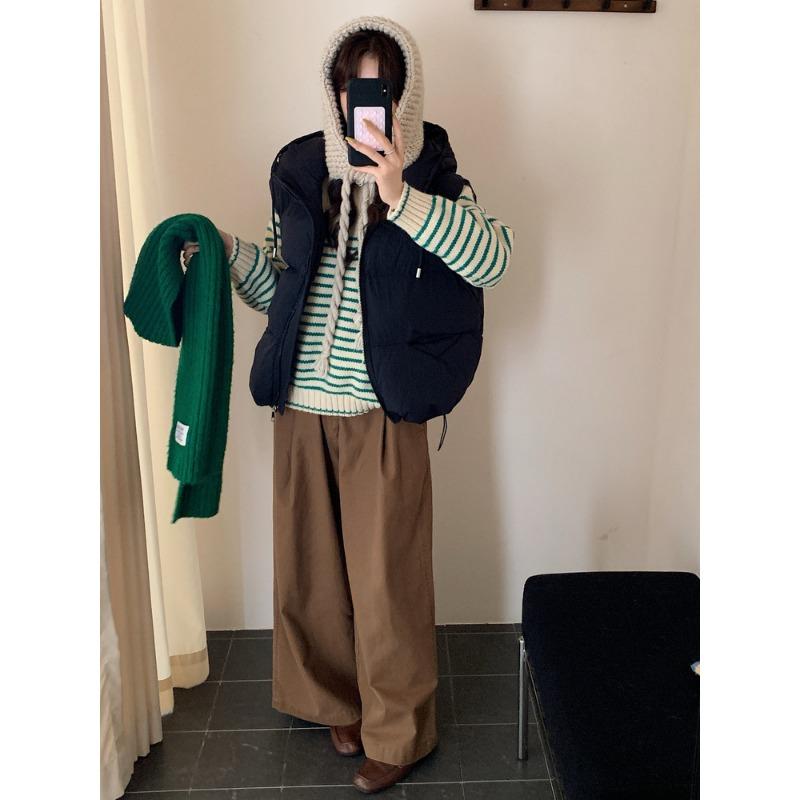 Small hooded loose short sweet puff cotton vest women's autumn and winter new down cotton vest
