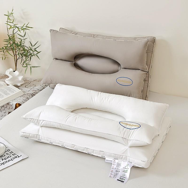 Cotton Cover Neck Support Pillow Sleeping Home Dorm Car Office Single Person 45x70cm Medium Firm Fiber Fill