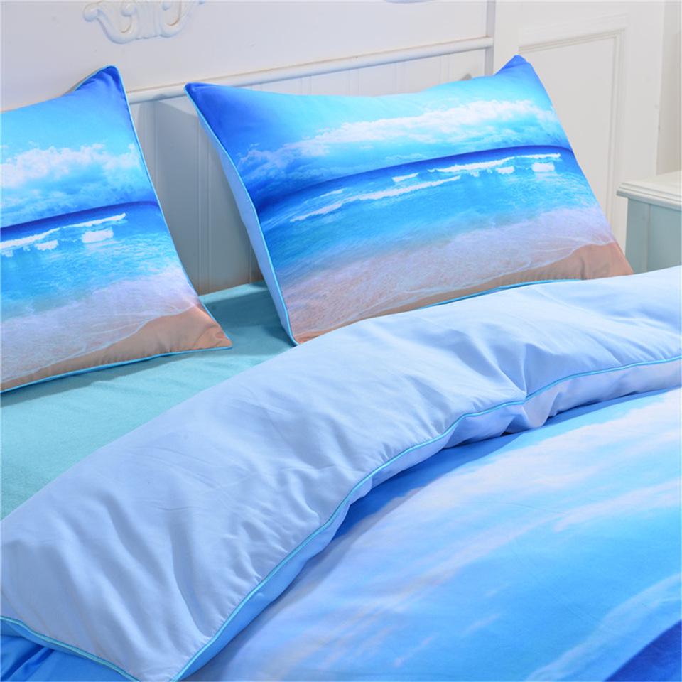 Home Duvet Cover Sets Bedding Set Hot Printed Blue Ocean 2/3 Pcs Set Pillowcases With Duvet Cover King Size Drop Ship Hot