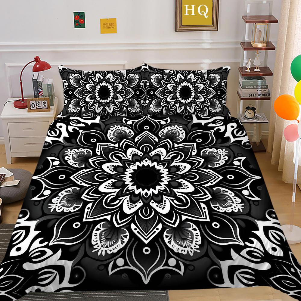 

Постельное белье Черный Мандала 3D Печать Домашнее Постельное белье Двойной Размер Женский Комплект Пододеяльников Высокого Качества EU Single 135x200cm