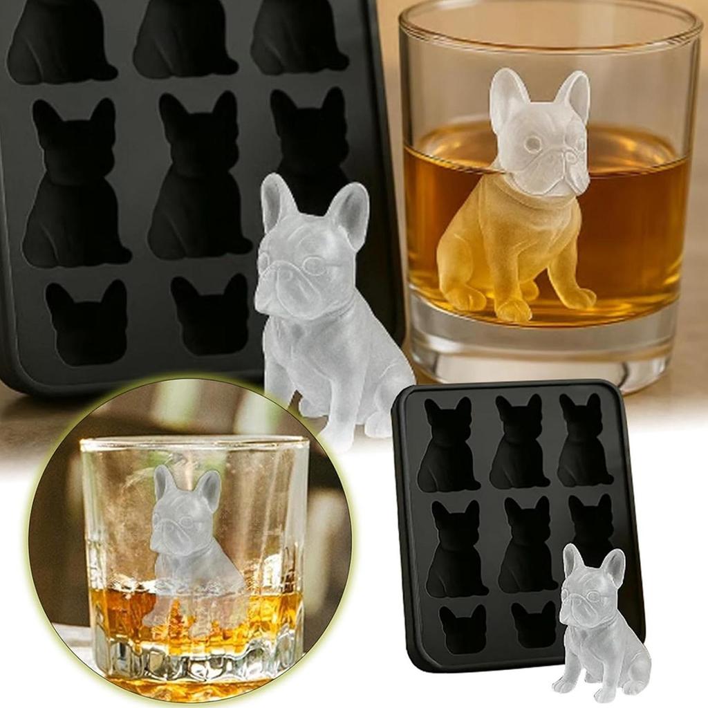 Whiskey Ice Mold 9-Grids Silicone Dog Ice Molds Fun Shapes Easy Release Food-Grade Drink Iceblock Maker Reusable Whiskey