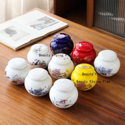 Customized Ceramics Mini Tea Can Small Portable Travel Portable Powder Sealed Jar Chinese Retro Tea Packaging Box Tea Container