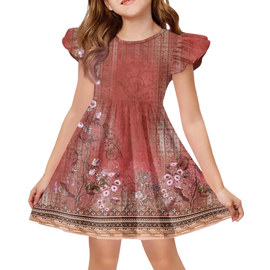 Vestito estivo da principessa per bambina - Vestito a T-shirt a linea ad A Giorno di Pasqua