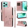 For Honor 400 Lite Case Cat Pattern Imprint Leather Phone Cover with Wrist Strap