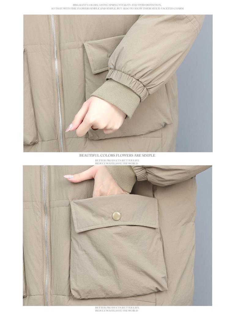 Women's Mid-Length Down Jacket 2024: Warm, Thick, Loose Fit, 90% White Duck Down Padded Winter Coat