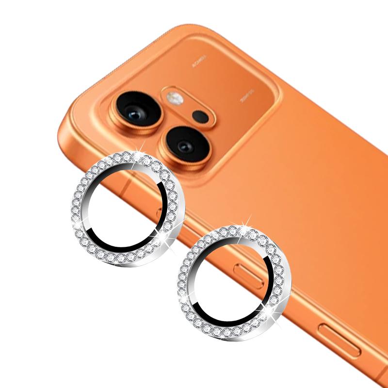 Honor 400 600 Lite / 400 Lite/ 600 Pro / Honor X8D X7e Silvery & Purple Diamond Camera Protector Rhinestone Tempered Glass Lens Protection Film