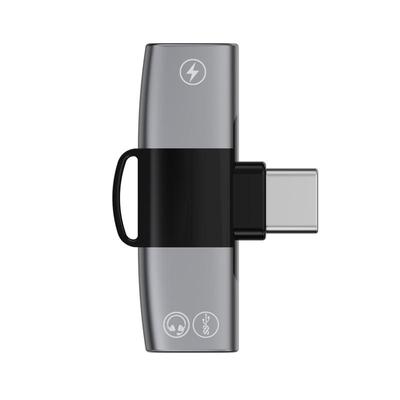 2 In 1 USB-C / Type-C To Dual USB-C / Type-C T-Type Audio Mobile Phone Charging Adapter