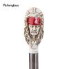 Red Resin Feather Skull Head Walking Cane Fashion Decorative Steel Stick Gentleman Elegant Cosplay Cane Knob Crosier 98cm