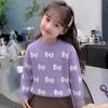 Cute Girl's Sweater with Bow Pattern for Fall/Winter—Stylish Children's Knitwear