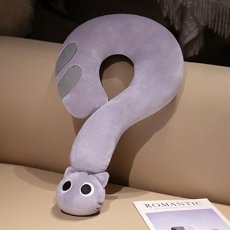Cartoon Cat Question Mark Neck Pillow Throw Pillow Girls Office Sleeping U-Shaped Pillow Travel Nap Artifact Rag Doll
