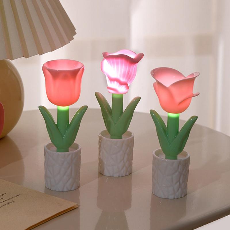 Tulip Nightlight Bedside Lamp Desk Accessories Bedside Atmosphere Light Home Decoration Photo Props Birthday Decoration