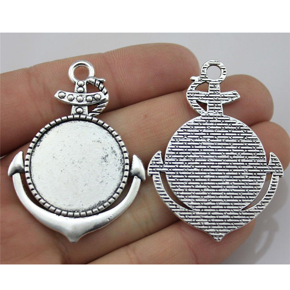 5pcs Fit 25mm Round Glass Cabochon Base Setting Pendant Tray For Jewelry DIY Making Antique Silver Color FM4031