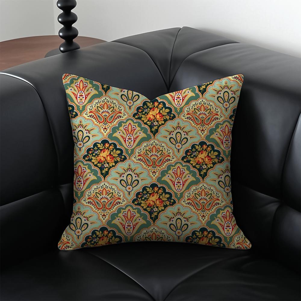 Boho Pattern Ethnic Art Cushion Cover Pillow Case Antidustmite Invisible Zipper Silky Plush Cushion