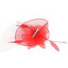 Ladies Gauze Hat Bridal Wedding Birdcage Fascinator   Hair Accessory (Red)