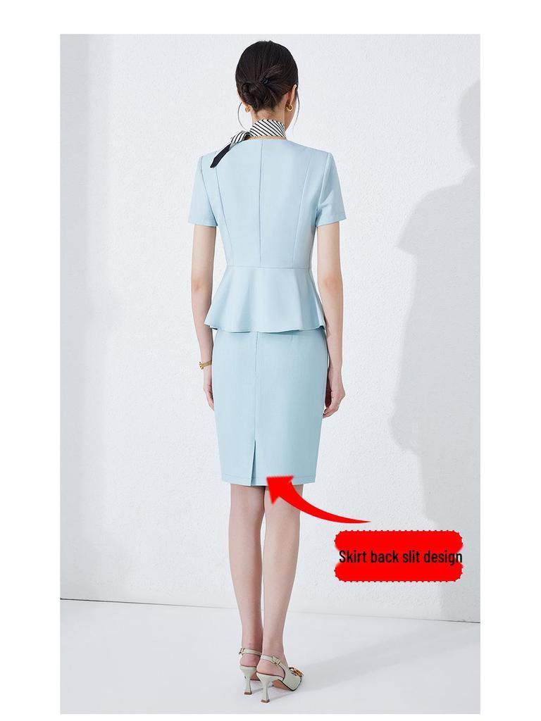 Professional Women's Short Sleeve Suit for Reception & Salon Staff