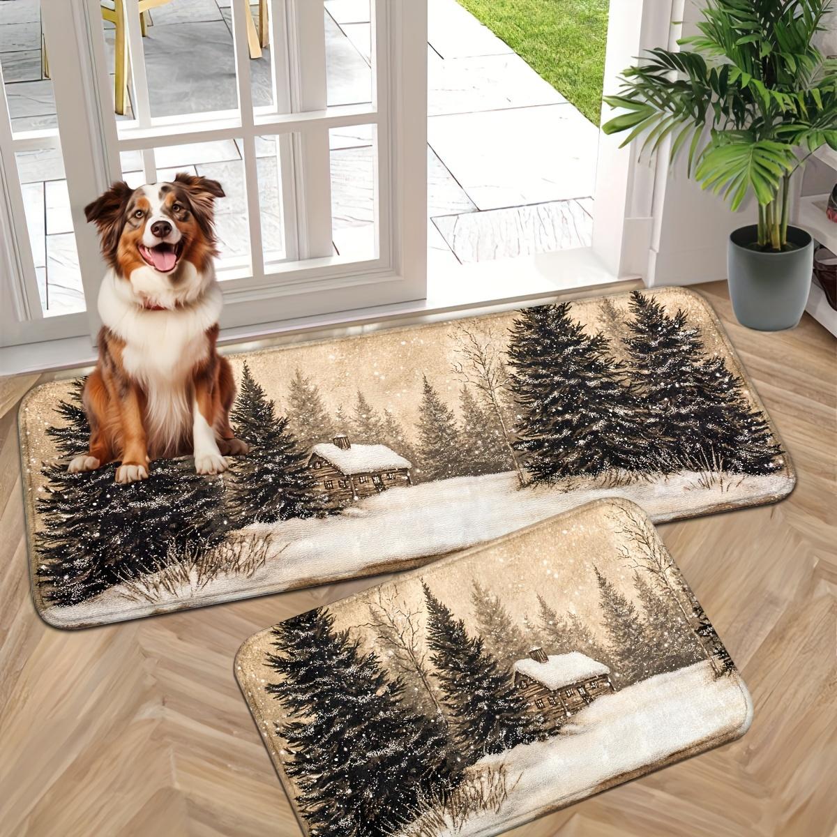 1 Stück Anti-Ermüdungs-Fußmatten, Weihnachtswald-Druck, Wasserdicht, Rutschfest, Dick Gepolsterte Fußmatte, Strapazierfähige Komfort-Stehmatte für Tür 40*60cm white