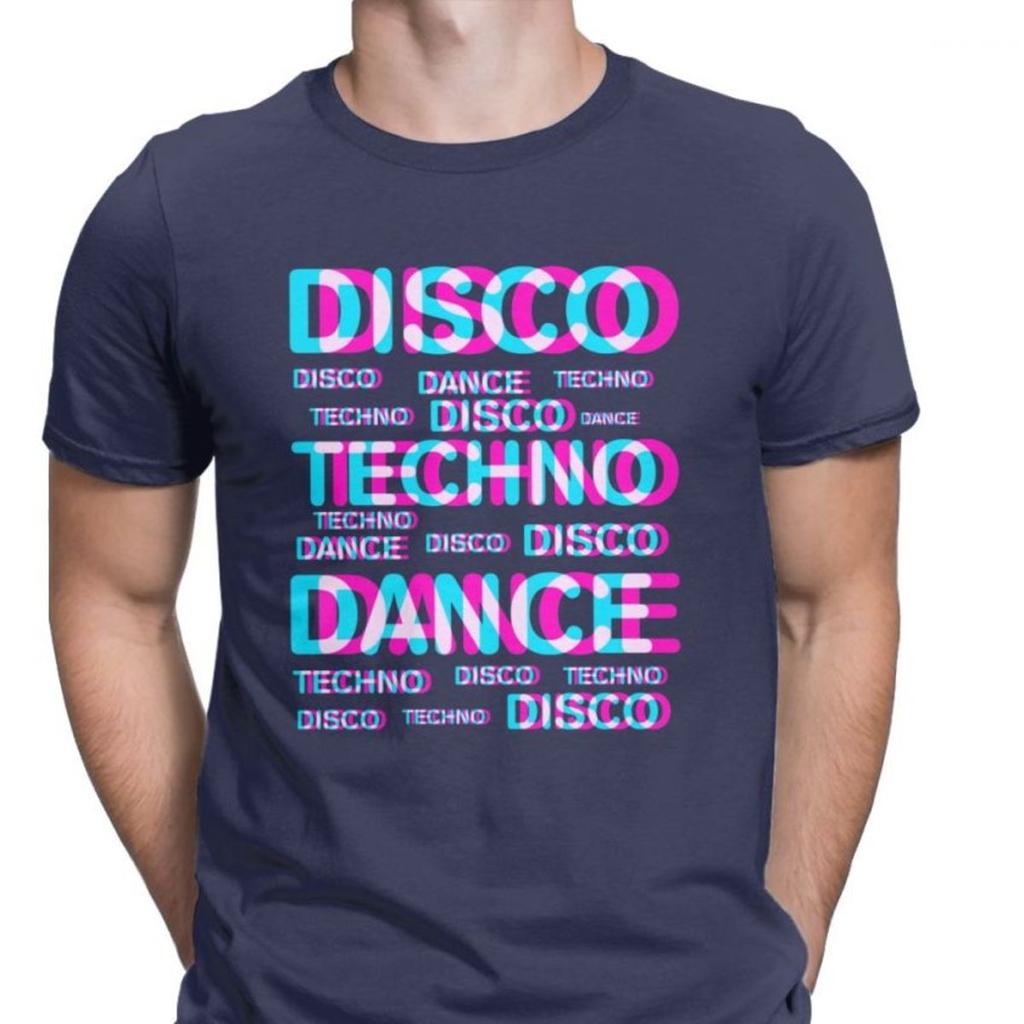 Disco Dance Techno T Shirts Men Cotton Novelty T-Shirt Music Audio Trance Hardcore Tee Fitness Clothes Christmas Day
