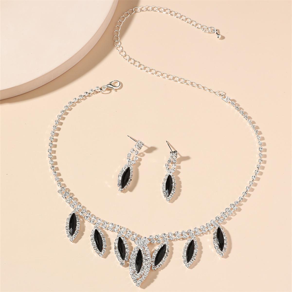 

Элегантный набор ожерелья и серег со стразами для свадьбы или вечерней вечеринки